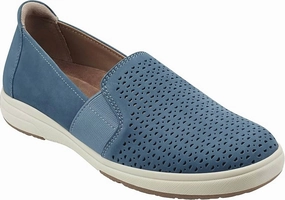 Women's Elin Leather Slip-On Casual Sneakers In Parisian Blue Core Flex Impact Resistant Plate
