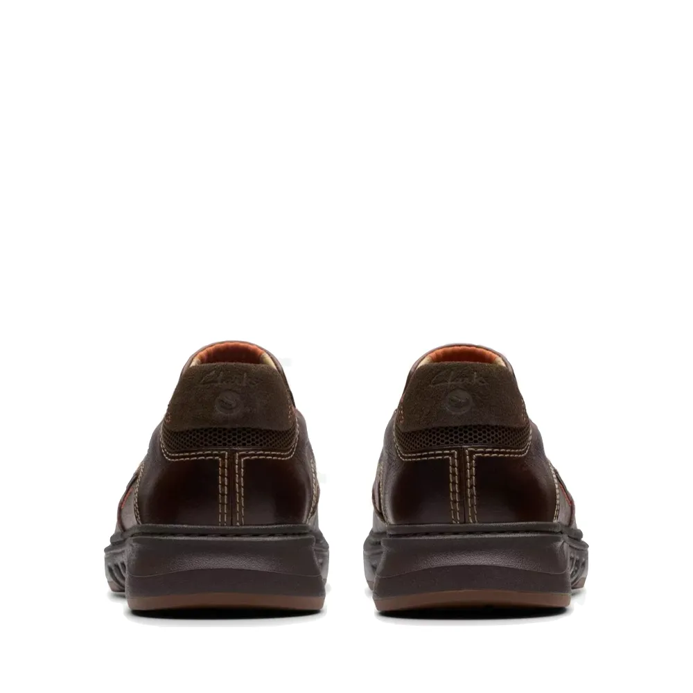 Non-Slip Sole Clarks Men's Un Briley Step Leather Slip On Shoe in Mahogany