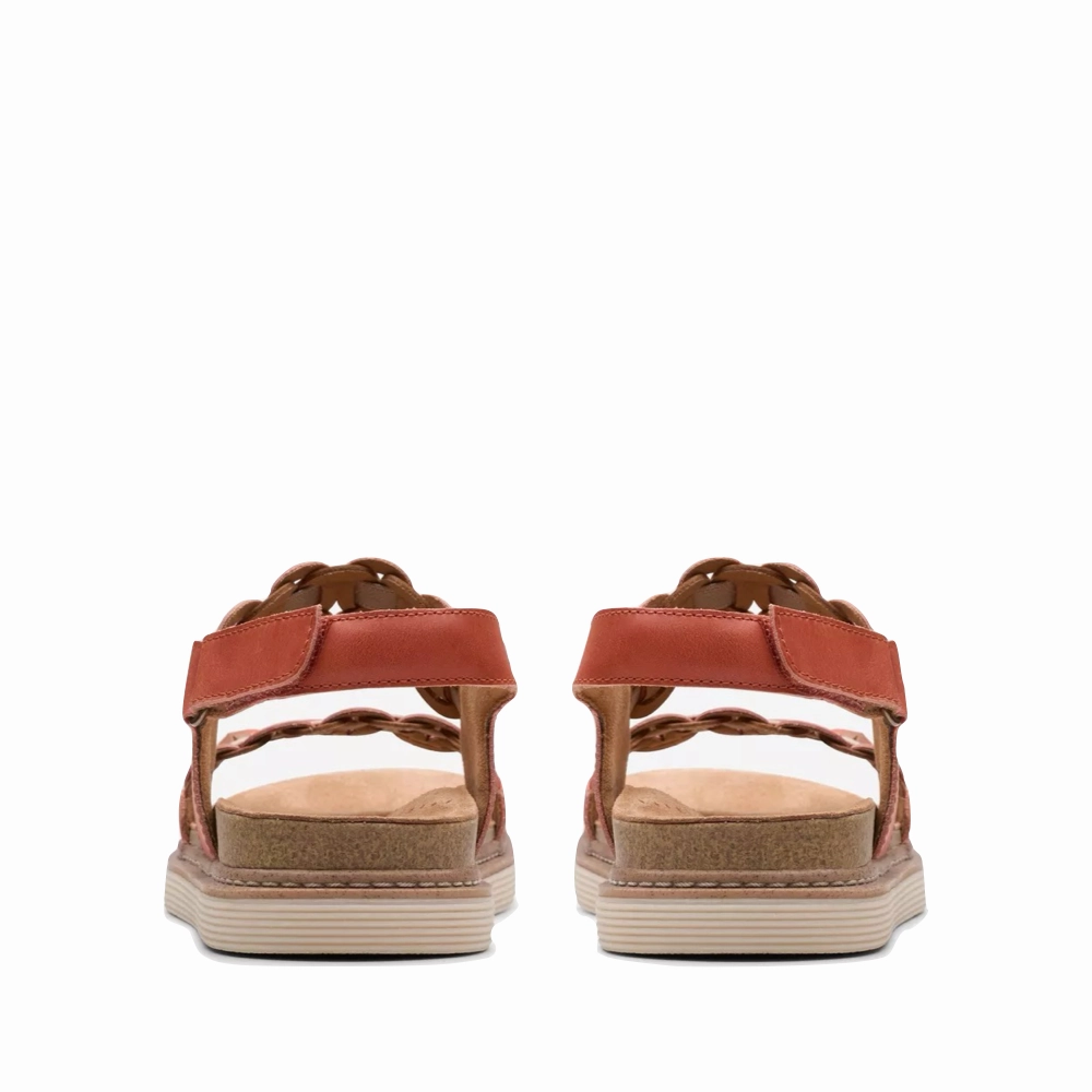Clarks Women's Arwell Glide Sandal in Orange Combination Wear Ready PU Sole