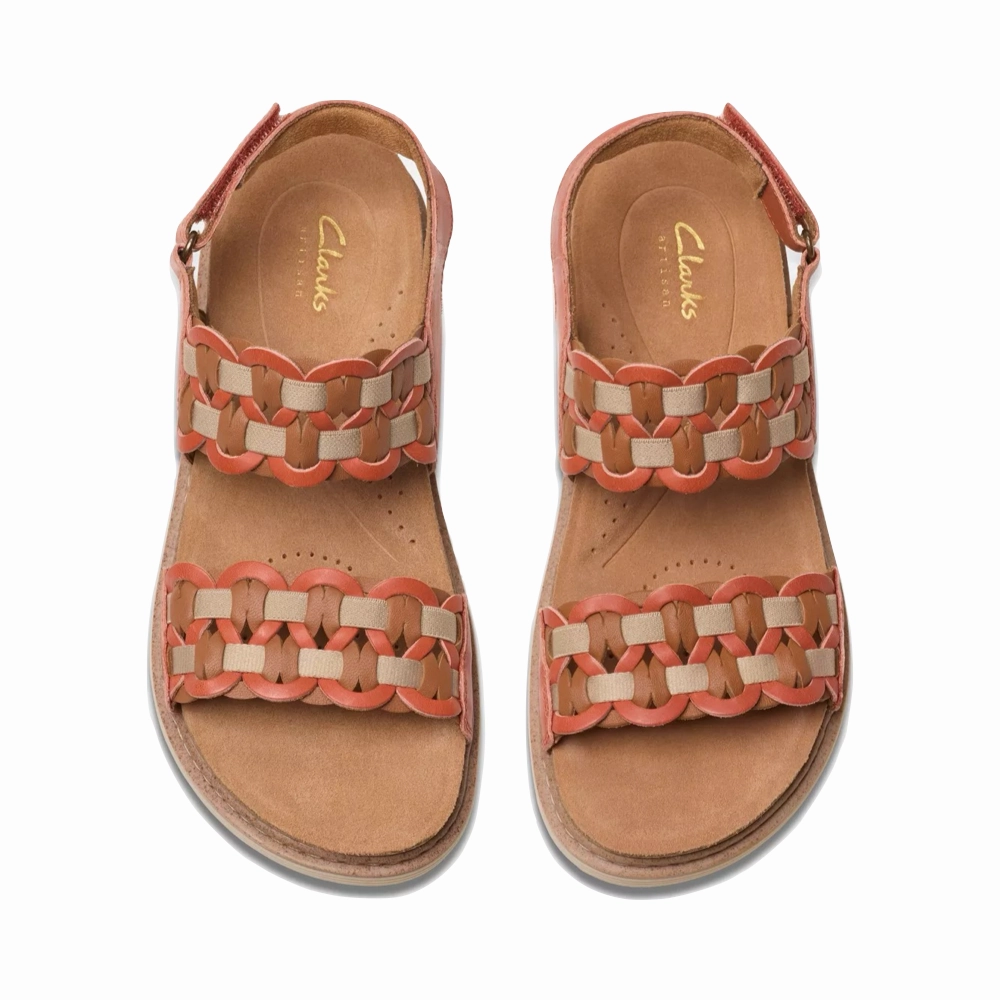 Weightless Wear Clarks Women's Arwell Glide Sandal in Orange Combination