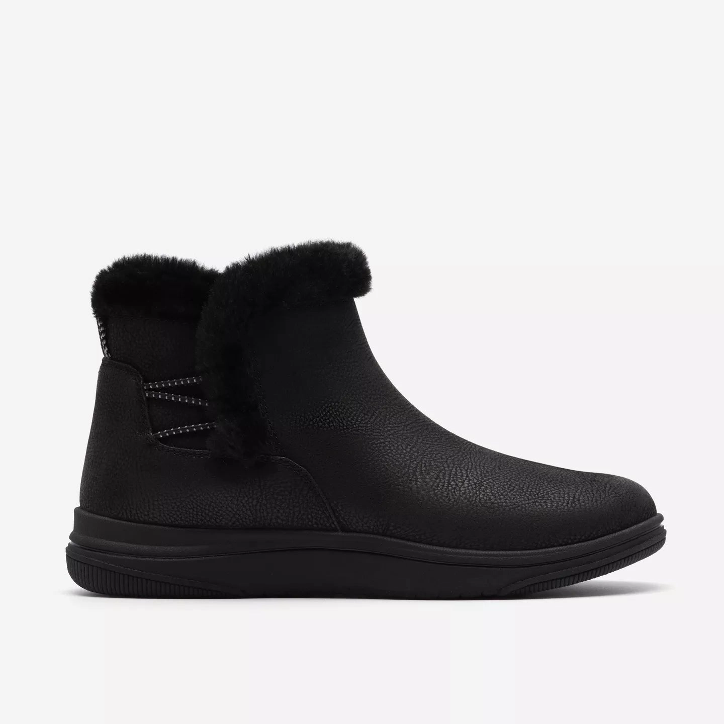 Sustainable Leather Clarks Women's Breeze Fur Boot in Black Combination