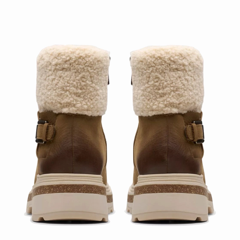 Clarks Women's Hencroft Madi Warmlined Waterproof Side Zip Ankle Boot in Dark Sand Simple Walk