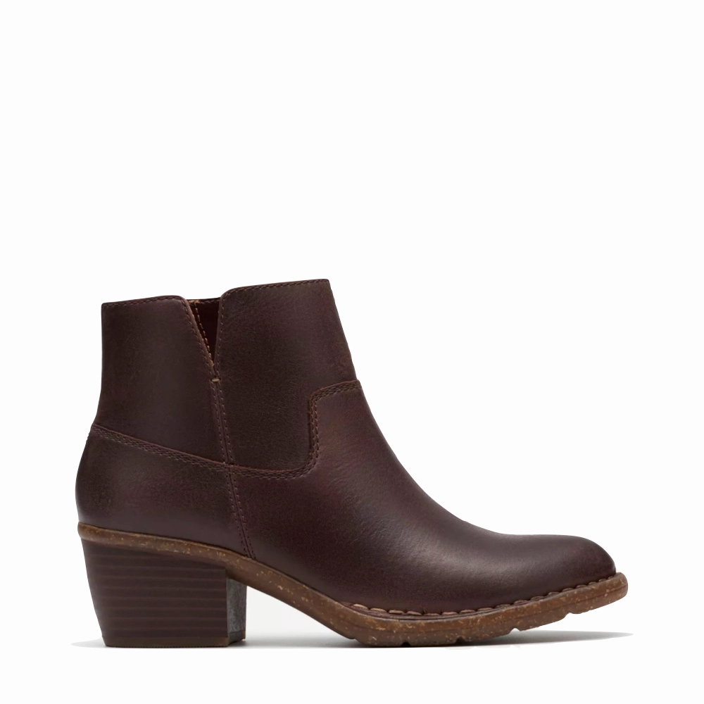 Breezy Fit Minimal Build Clarks Women's Kastela Top Ankle Boots in Brown
