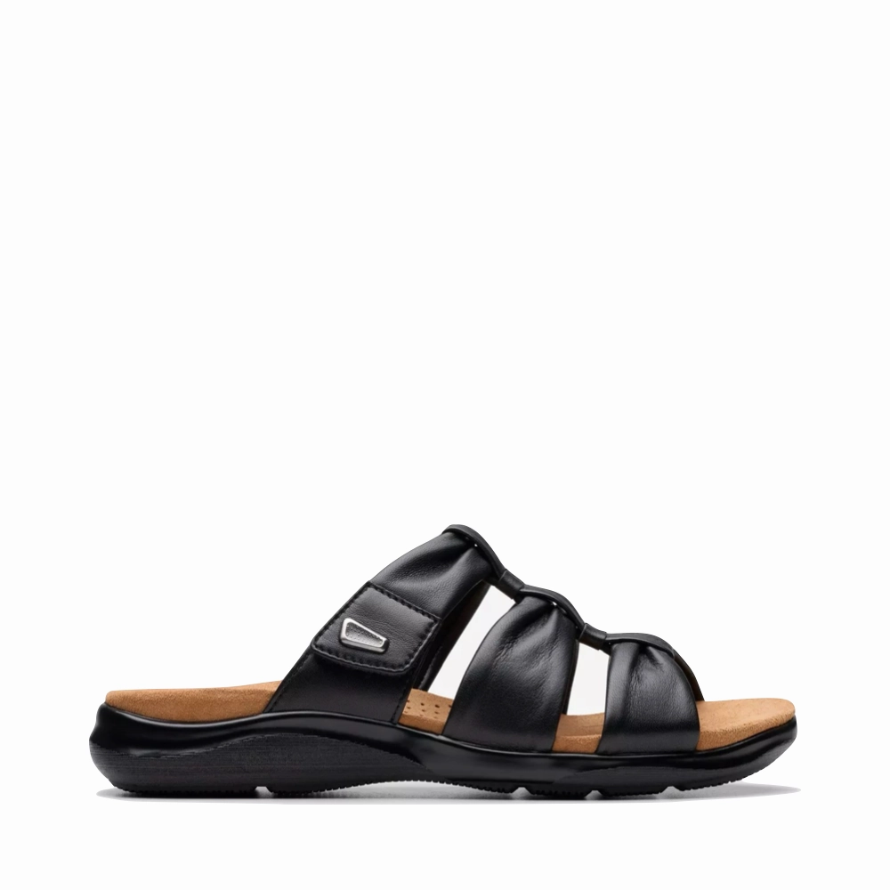 Clarks Women's Kitly Slide Sandal in Black Metro Go