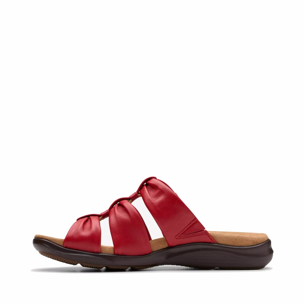 Bush Step Clarks Women's Kitly Slide Sandal in Cherry Red
