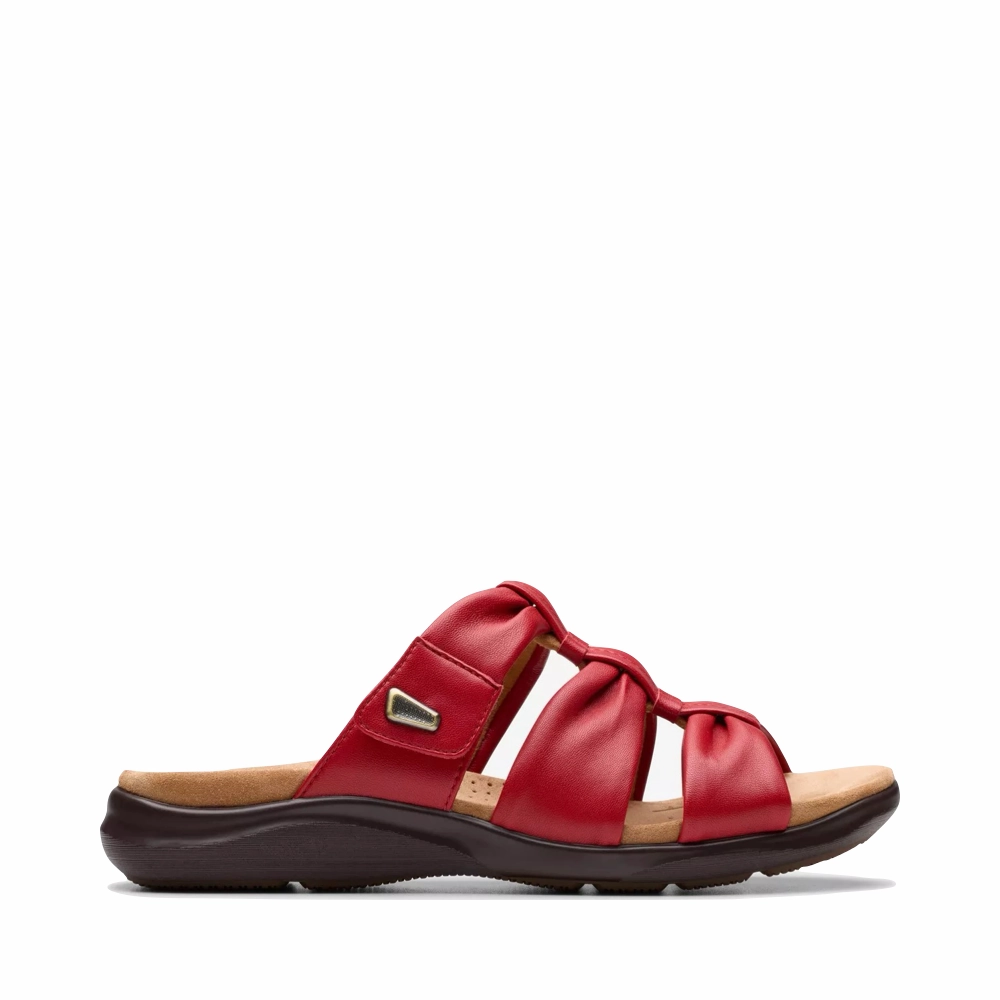 Clarks Women's Kitly Slide Sandal in Cherry Red Long distance Comfy Wear