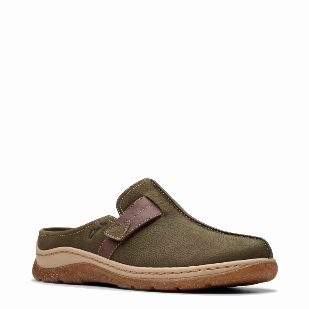 Urban Classic Train Hike Clarks Women's Orlene Clog in Olive Combination Nubuck