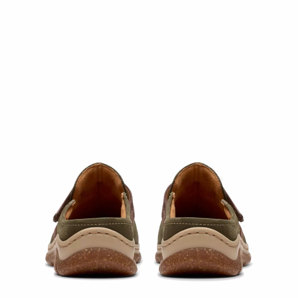 Smart Style Fast Lifestyle Clarks Women's Orlene Clog in Olive Combination Nubuck
