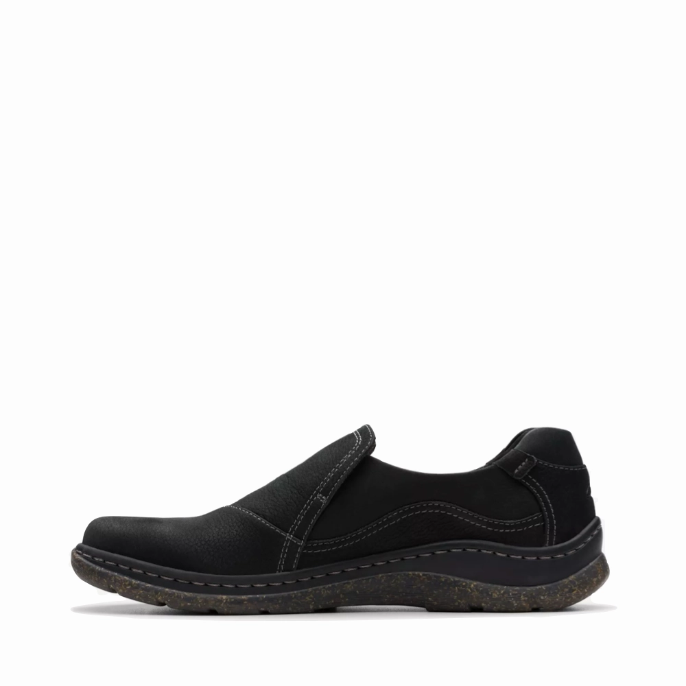 Clarks Women's Orlene Slip On in Black All Day Comfort Feature Everywhere Use
