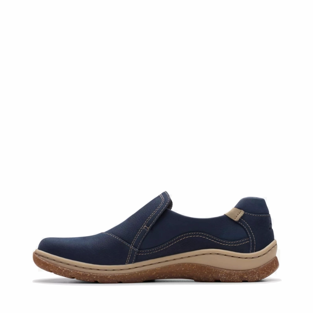 Clarks Women's Orlene Slip On in Navy Nubuck All-Weather Design