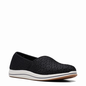 Clarks Women's Breeze Emily Perfed Slip On in Black Reinforced