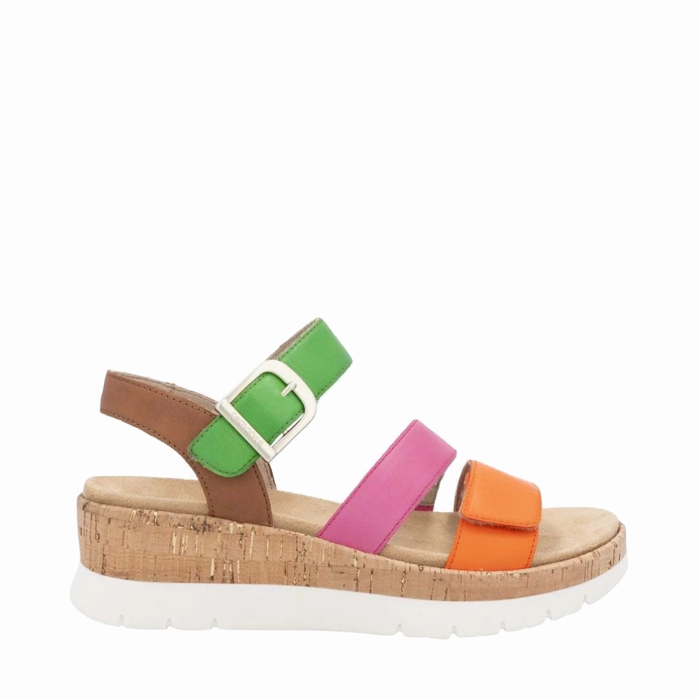 Remote Women's Gizela 50 Wedge Sandal in Aperol/Fuchsia/Absynth/Muskat Fun Pace Feel Good