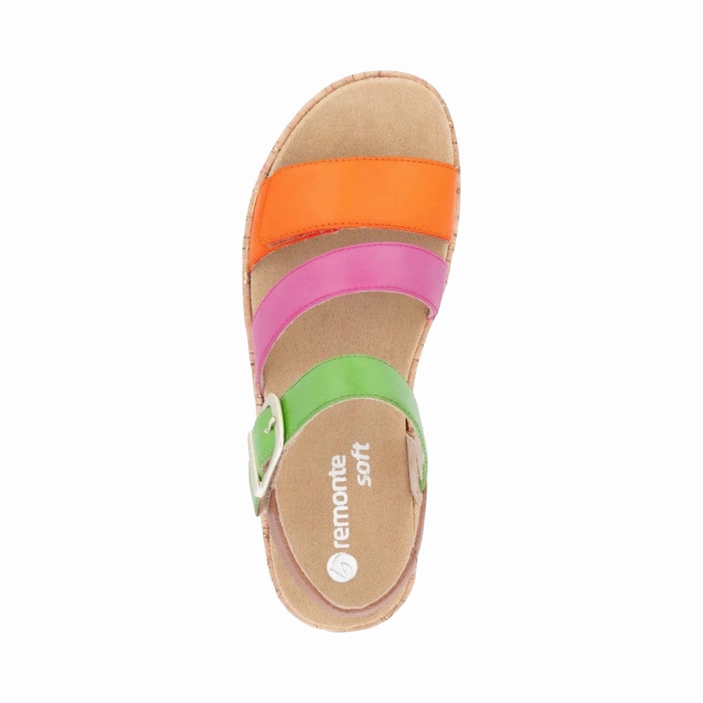 Remote Women's Gizela 50 Wedge Sandal in Aperol/Fuchsia/Absynth/Muskat Grab Easy