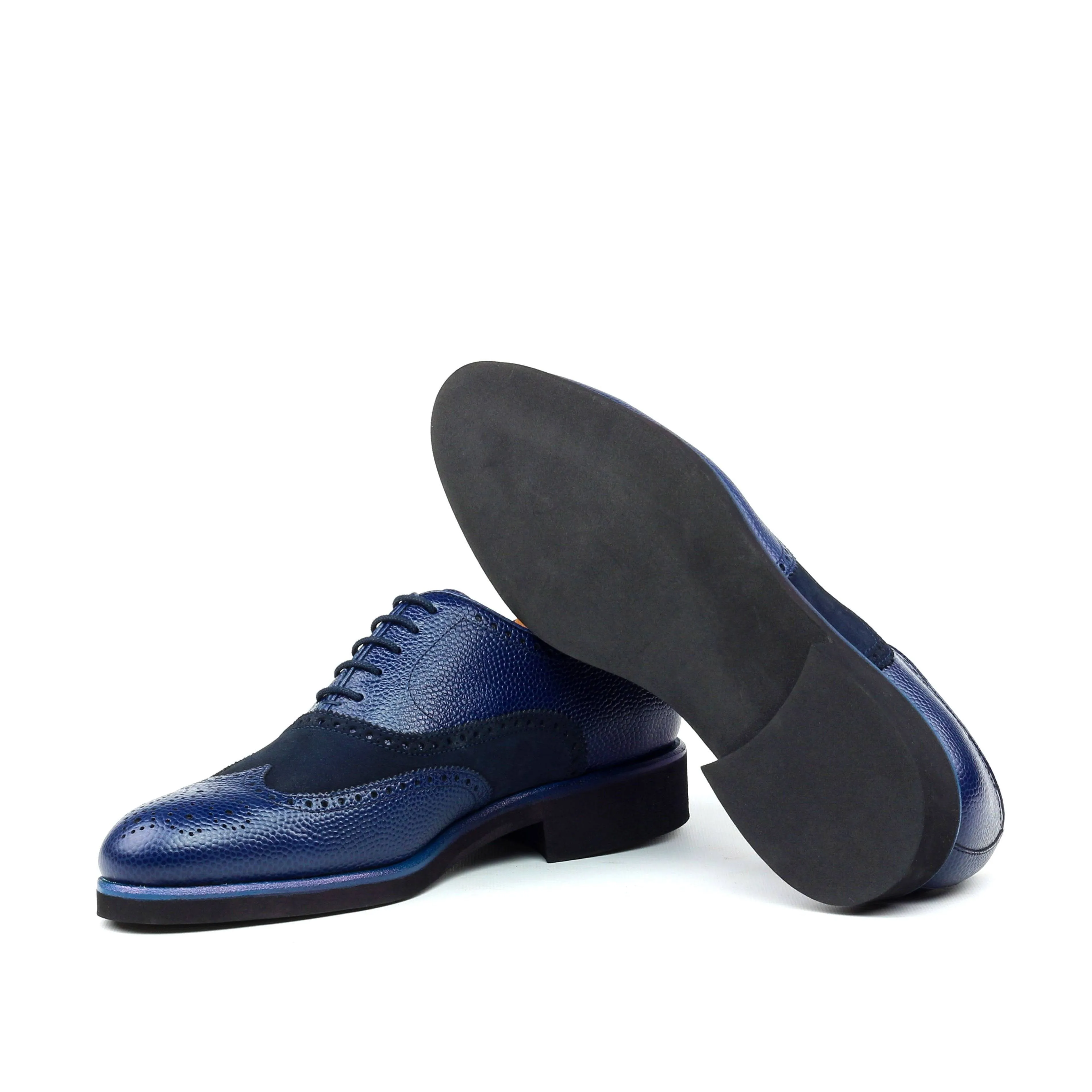 Lifestyle Ready Smooth Form Dress Code Fit Zurigo - Handcrafted Blue Wingtip  brogue Oxford (big sizes)
