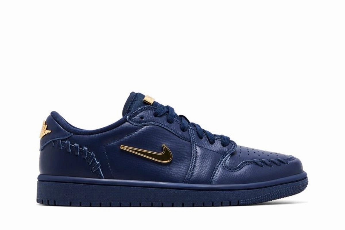 Jordan 1 Low Method of Make Midnight Navy Metallic Gold (Women's) Chic Flair Streamlined grip