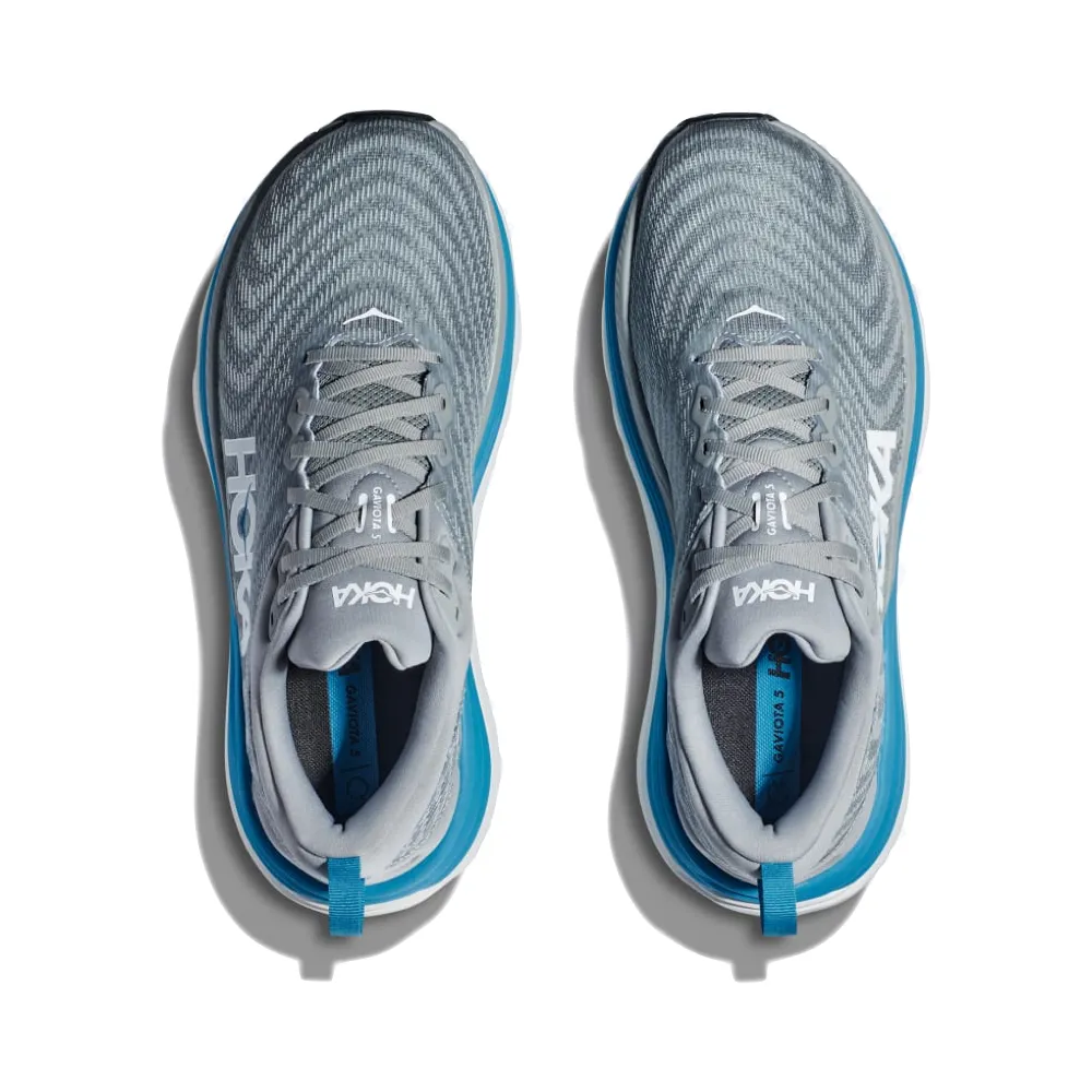 Hoka Men's Gaviota 5 Sneaker in Limestone/Diva Blue Daily Step