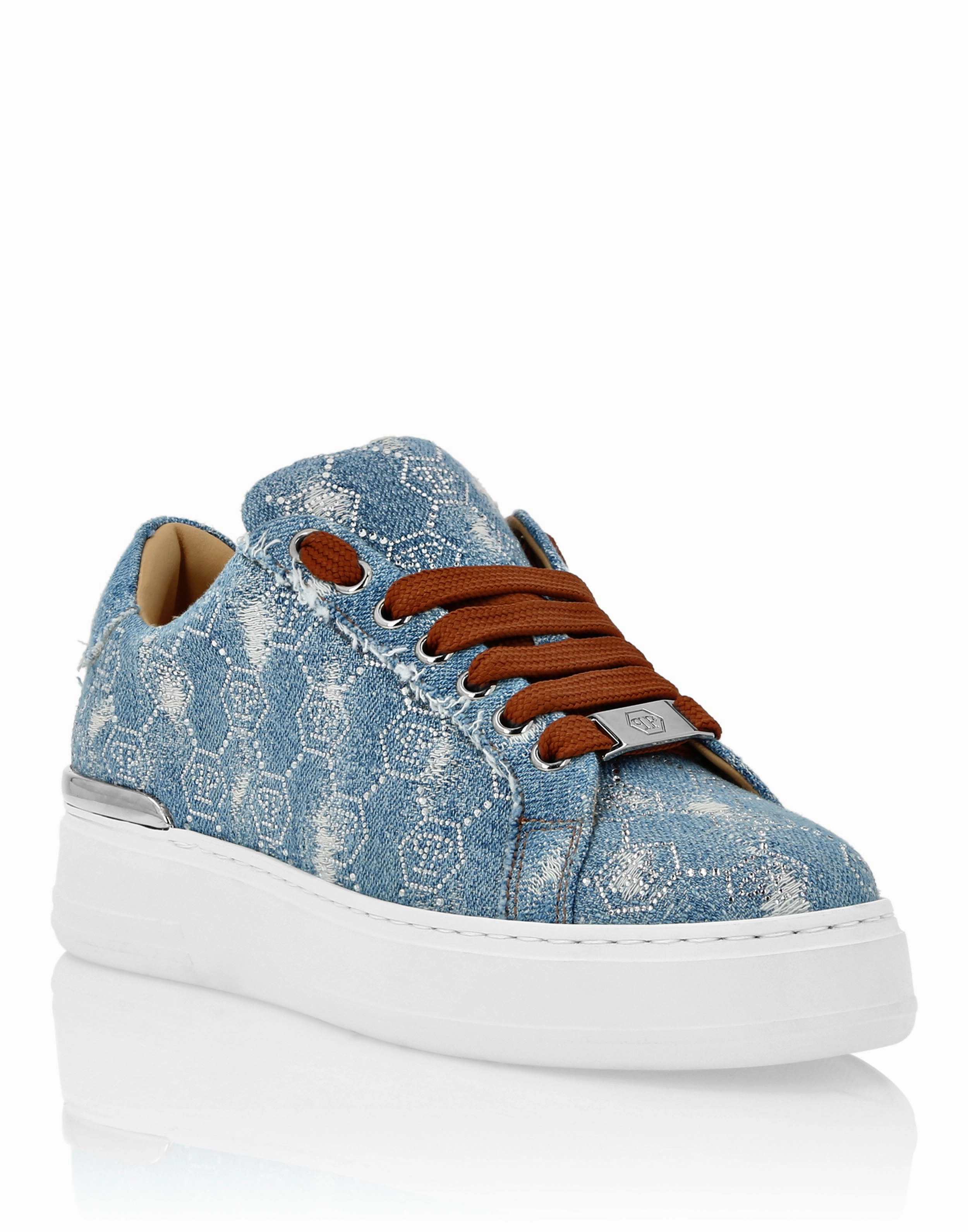Denim Lo Top Sneakers Monogram Strass Resilient Design Smooth Flow
