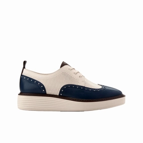 Cole Haan Originalgrand Platform Wing Tip Oxford Blue Wing Teal / Ivory  W30260 Women's Stylish Pick