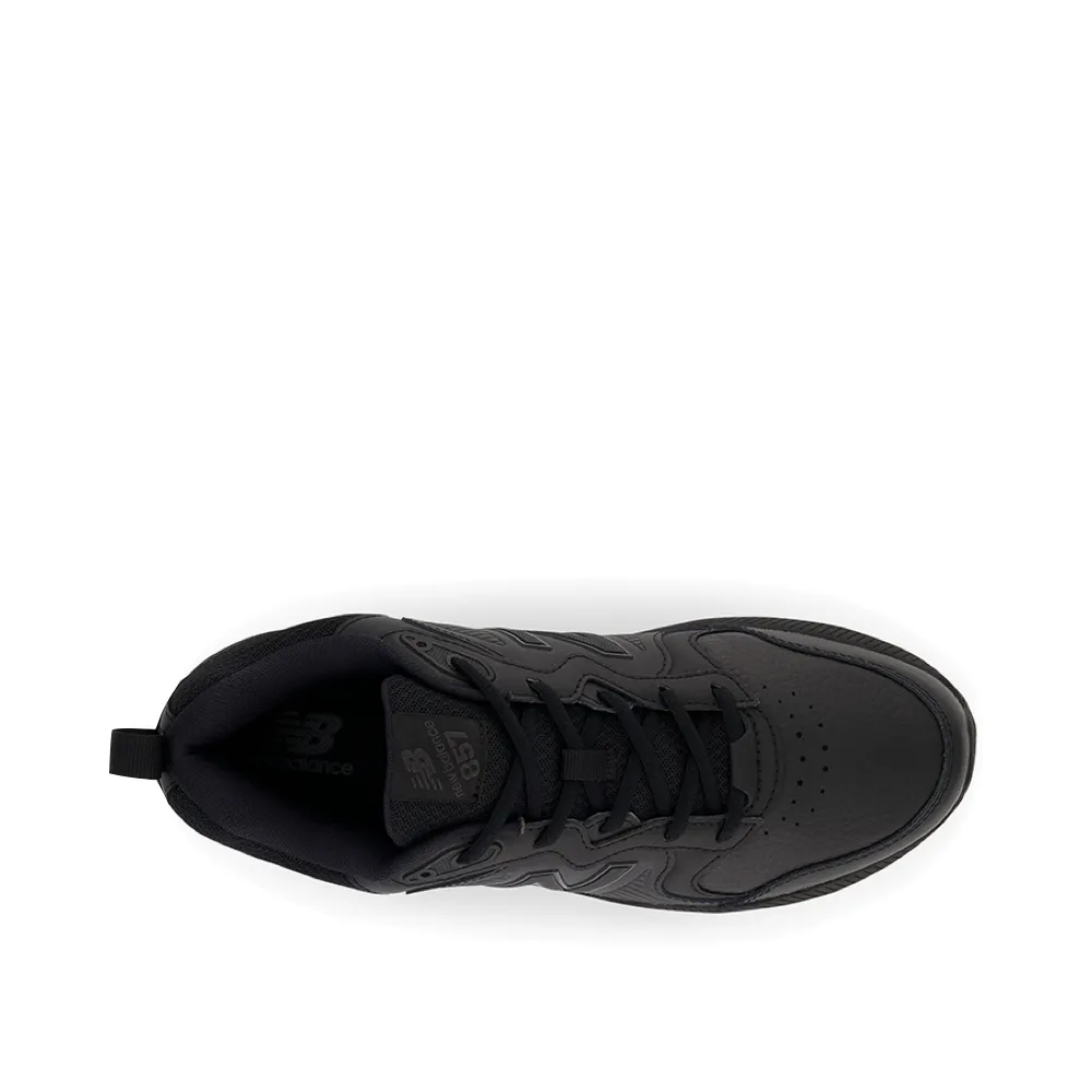 New Balance Men's MX857V3 Slip Resistant Sneaker in Black Eco Material Fast Motion