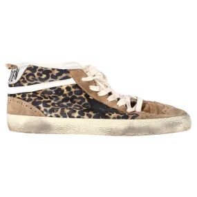 All Gender Golden Goose Mid-Star Sneakers in Leopard Print Pony Hair and Suede