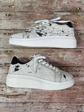 Gel Infused Heel Pad Julie Cowhide Sneakers In White