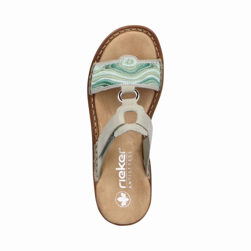 Rieker Women's Regina 29 Slide Sandal in Pistazie Mint Supportive