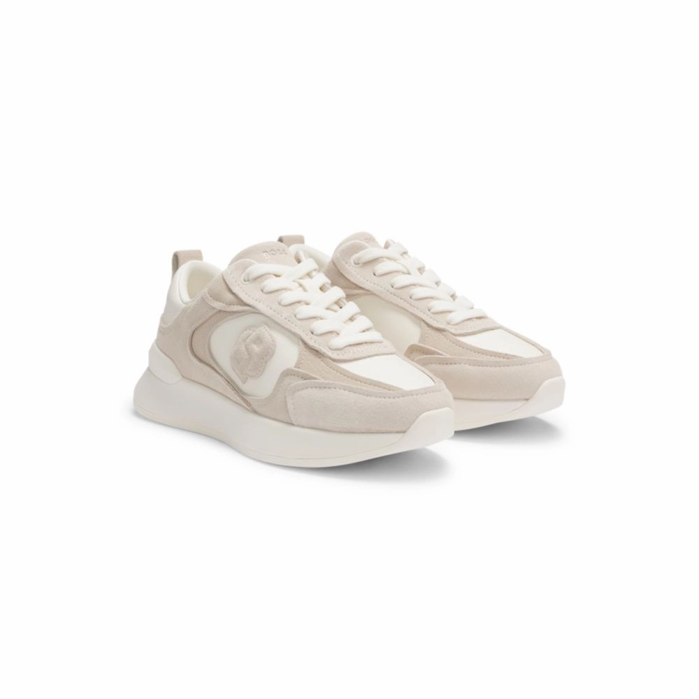 Suede-trim trainers with Double B monogram Water resistant coating Secure Lace Lock