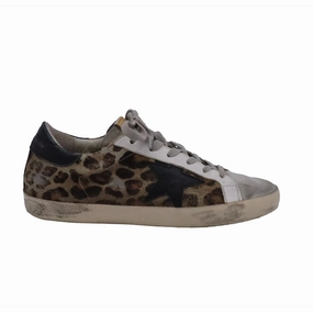 Micro Perforated Tongue Reinforced Panels Golden Goose Super-Star Leopard-Print Sneakers in Brown Pony Hair