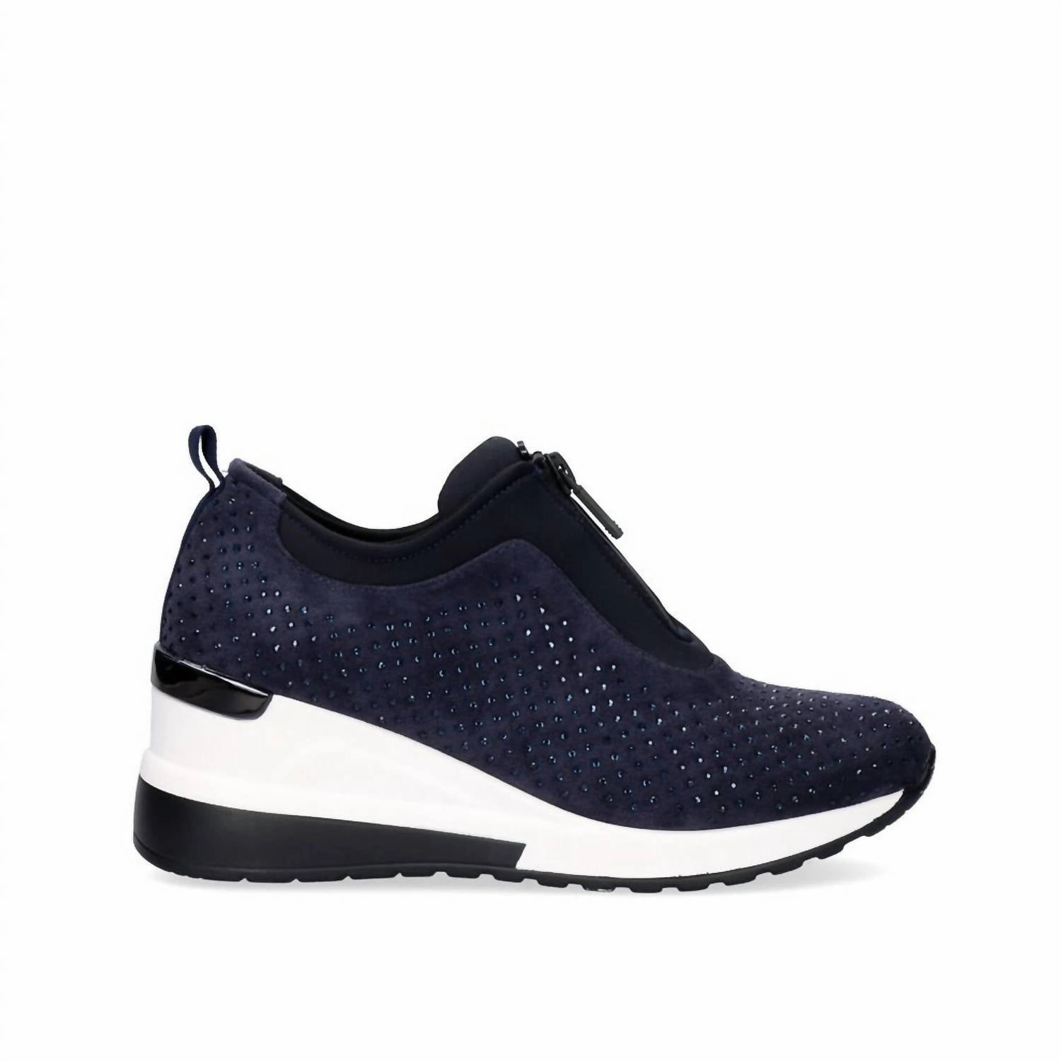 Women's Zipper Sneaker In Blue Cushioned Upper Comfortable Jog