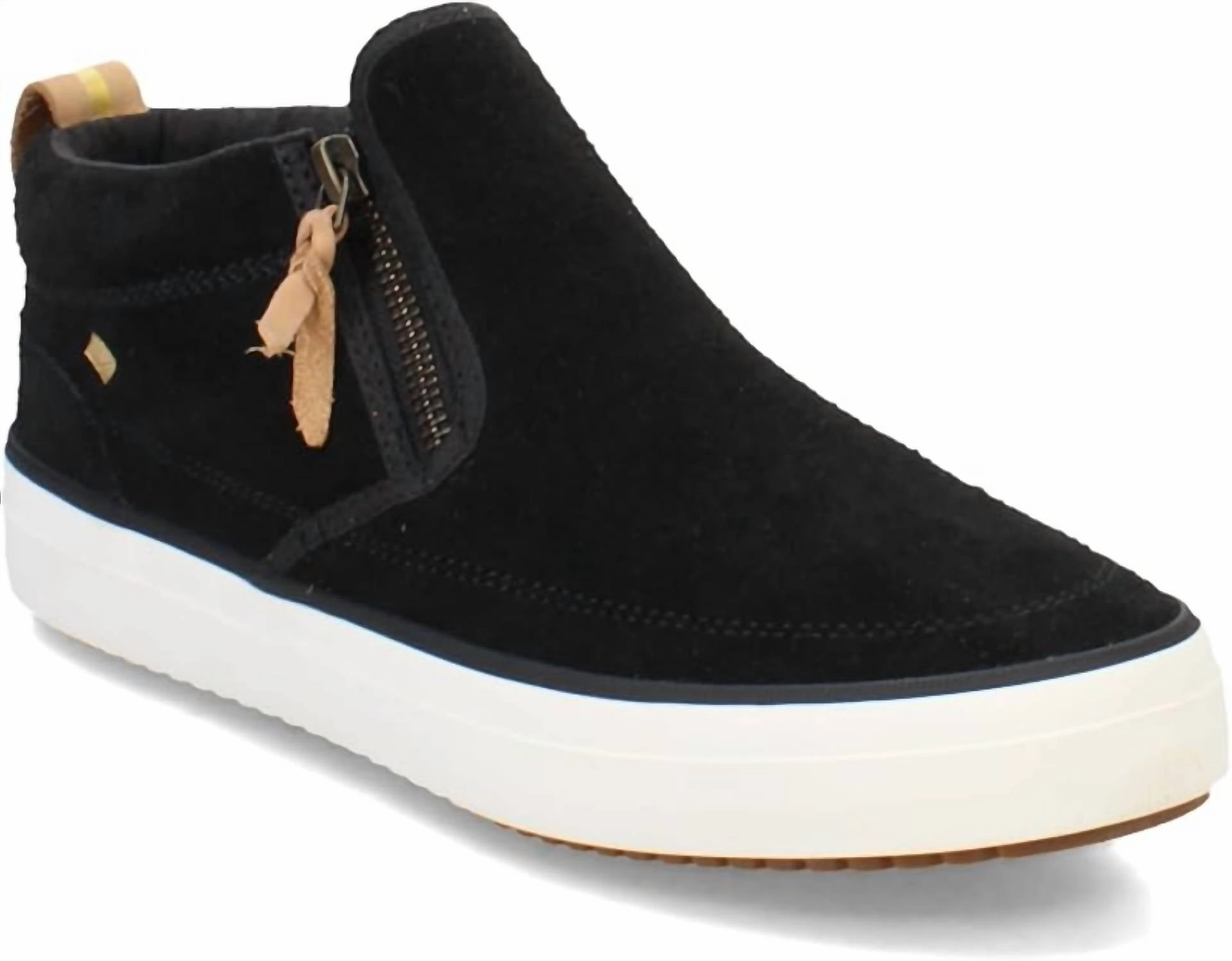 Back Cushion Women's Crest Lug Suede Side Zip Sneakers In Black