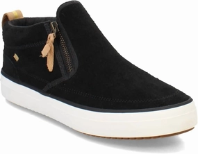 Back Cushion Women's Crest Lug Suede Side Zip Sneakers In Black