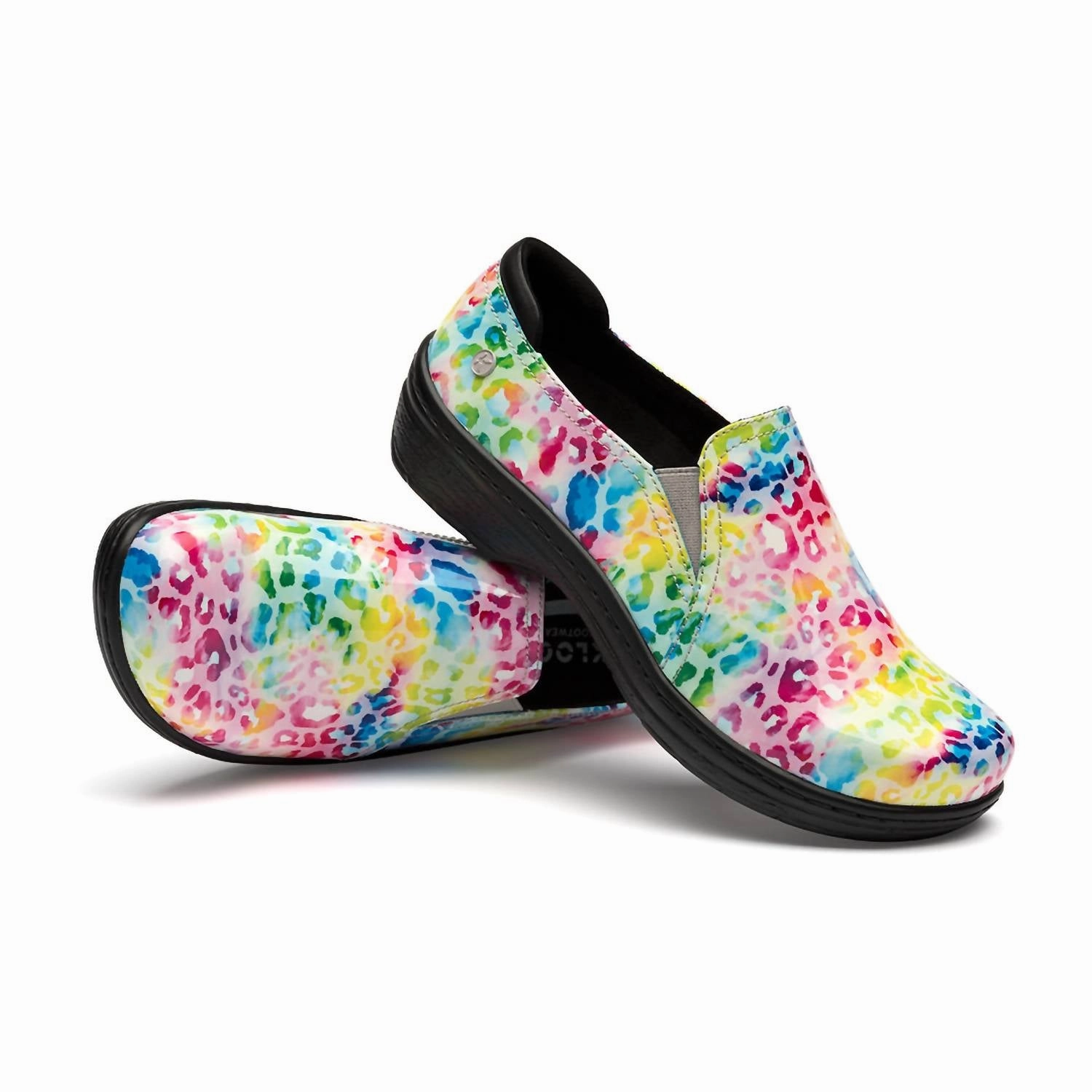 Body Alignment Women's Moxy Leather Nursing Clogs In Tie Die Cheeta Patent 3169-0657