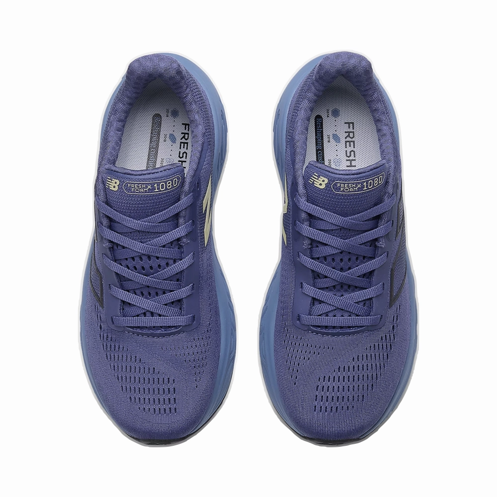 Smooth Grip Drawstring Lace New Balance Women's Fresh Foam X 1080v14 Sneaker in Dream State with Blue Oyster and Morel