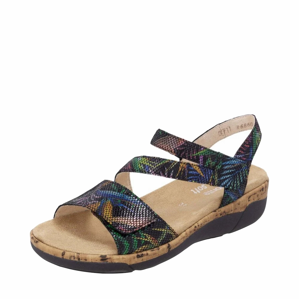 Remonte Women's Jocelyn 60 Sandal in Black Multi Rock Step Explore Move