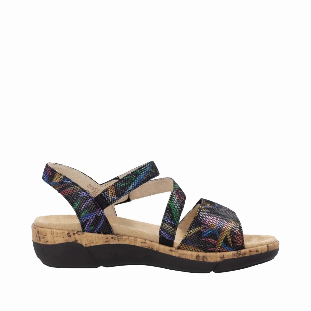 Washable Modern Style Remonte Women's Jocelyn 60 Sandal in Black Multi