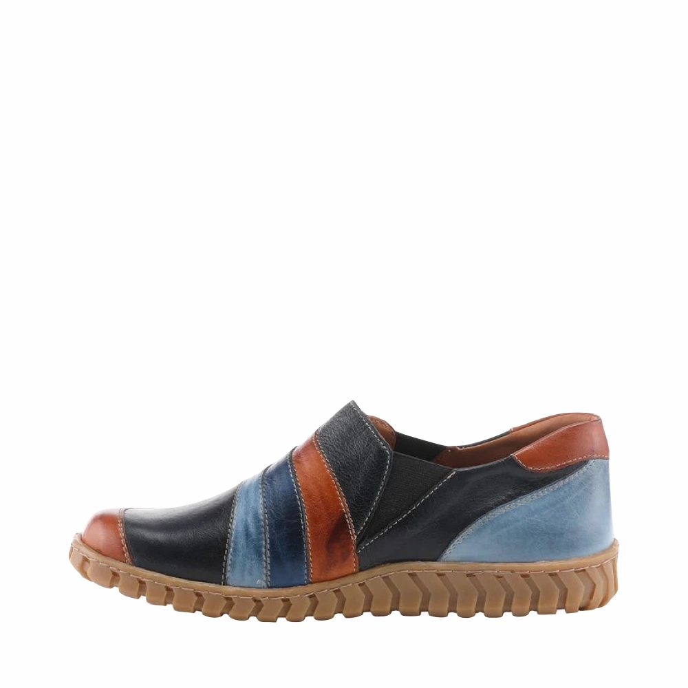 Spring Step Women's Neeta Slip On Shoe in Navy Multi Effortless Step Flexible Comfort