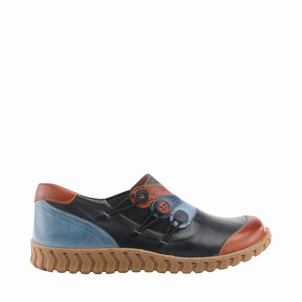 Smooth Padding Spring Step Women's Neeta Slip On Shoe in Navy Multi