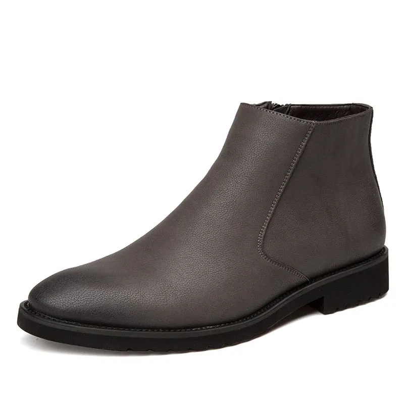 The Chiaro3 - Ankle Leather Boots for Men with a Zipper Sharp Outfit Vegan Leather Option