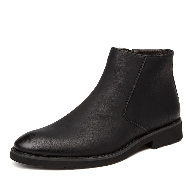 The Chiaro3 - Ankle Leather Boots for Men with a Zipper Elegant Footwear Basic Movement