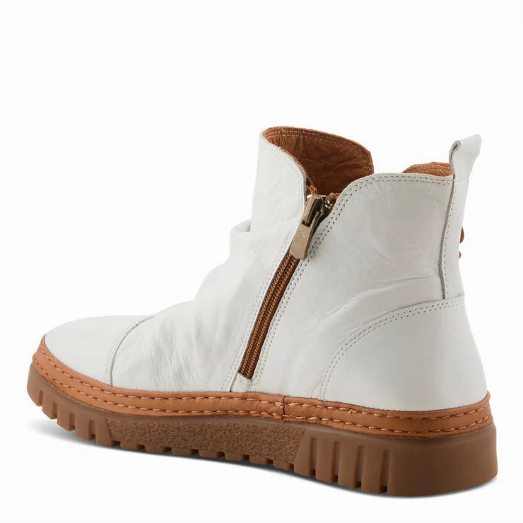 Street Proof Spring Step Women's VanDis Low Leather Zip Boot in White