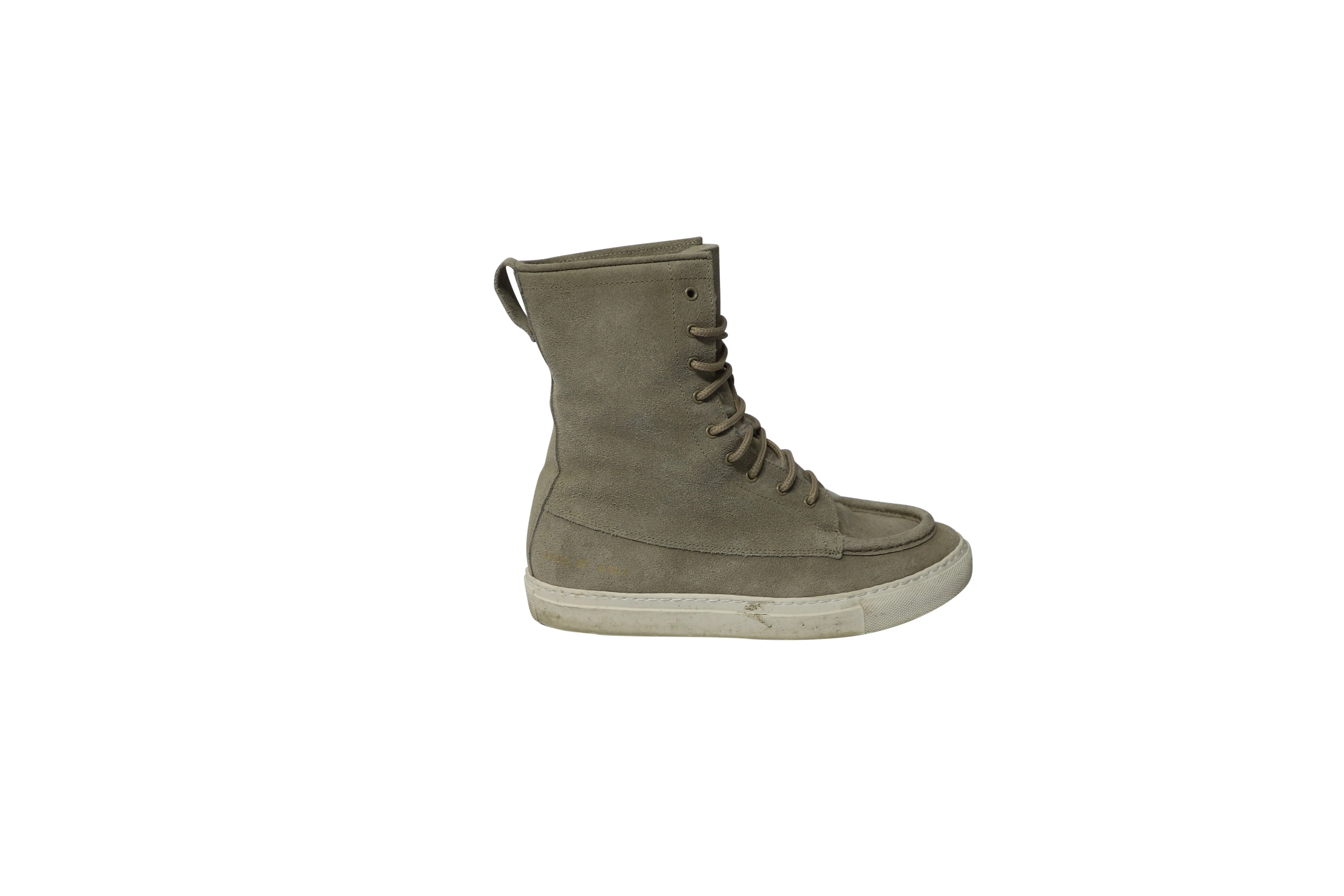Run Errands Common Projects Tournament High Top Shearling Sneakers in Grey Suede