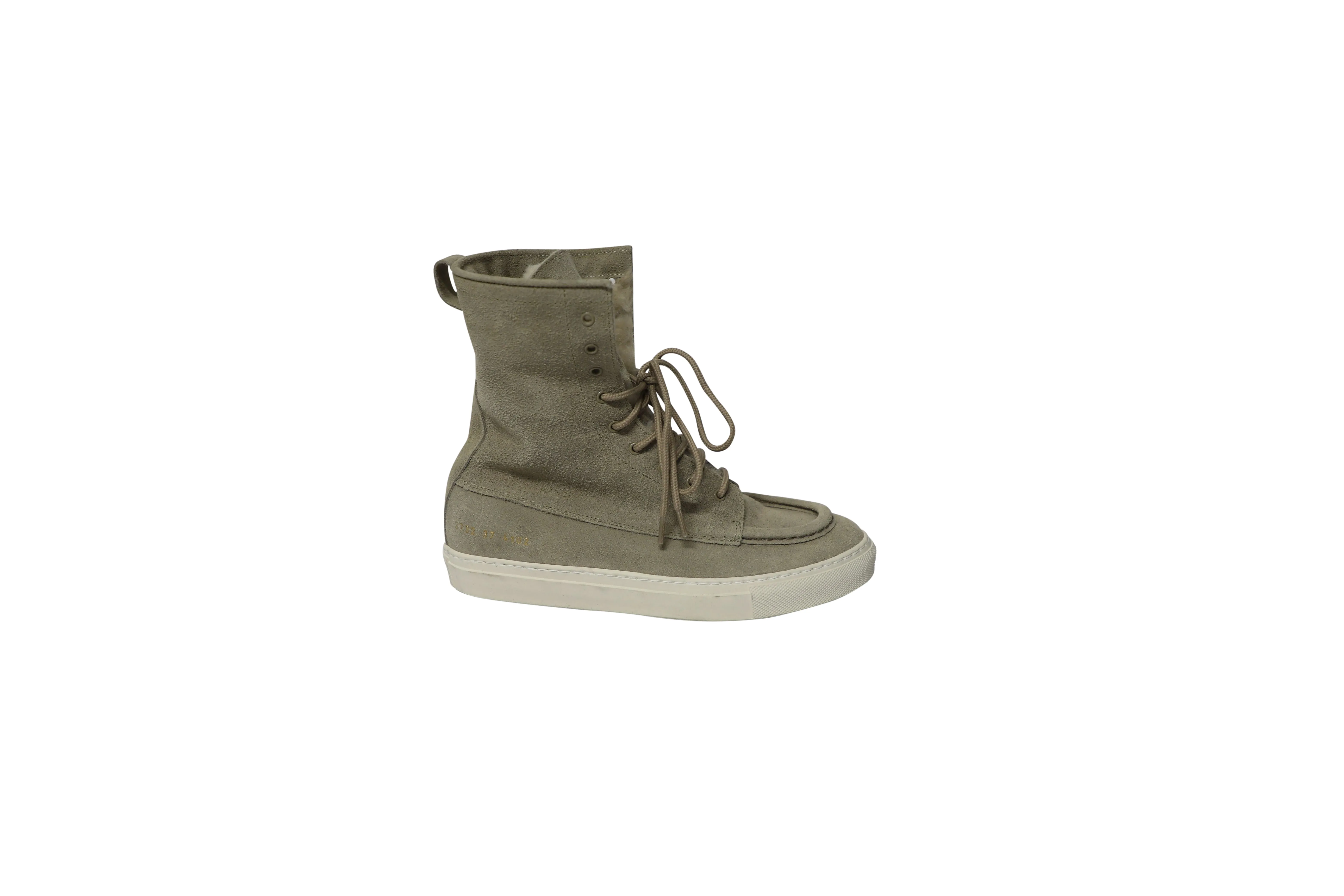 Common Projects Tournament Shearling High-Top Sneakers in Grey Suede Morning Rush