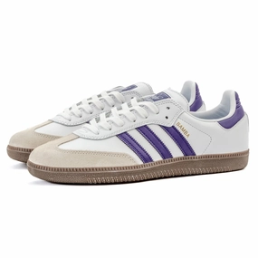 Adidas - Samba ADV (Cloud White/Collegiate Purple/Gold Metallic) removable insoles running in a ski lift area shoes