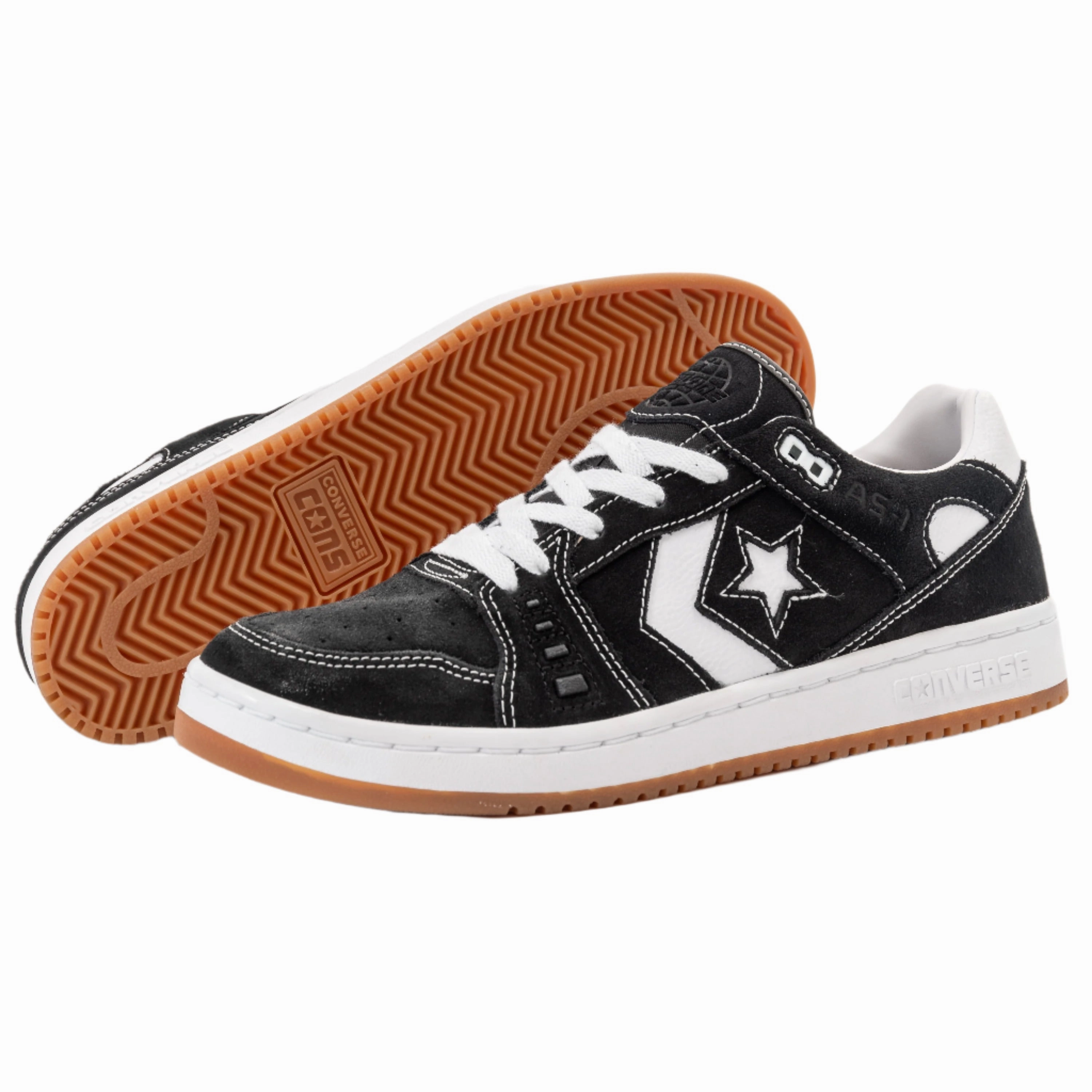 CONS - AS-1 Alexis Sablone Pro Ox (Black/Egret/Gum) running in a crater area shoes