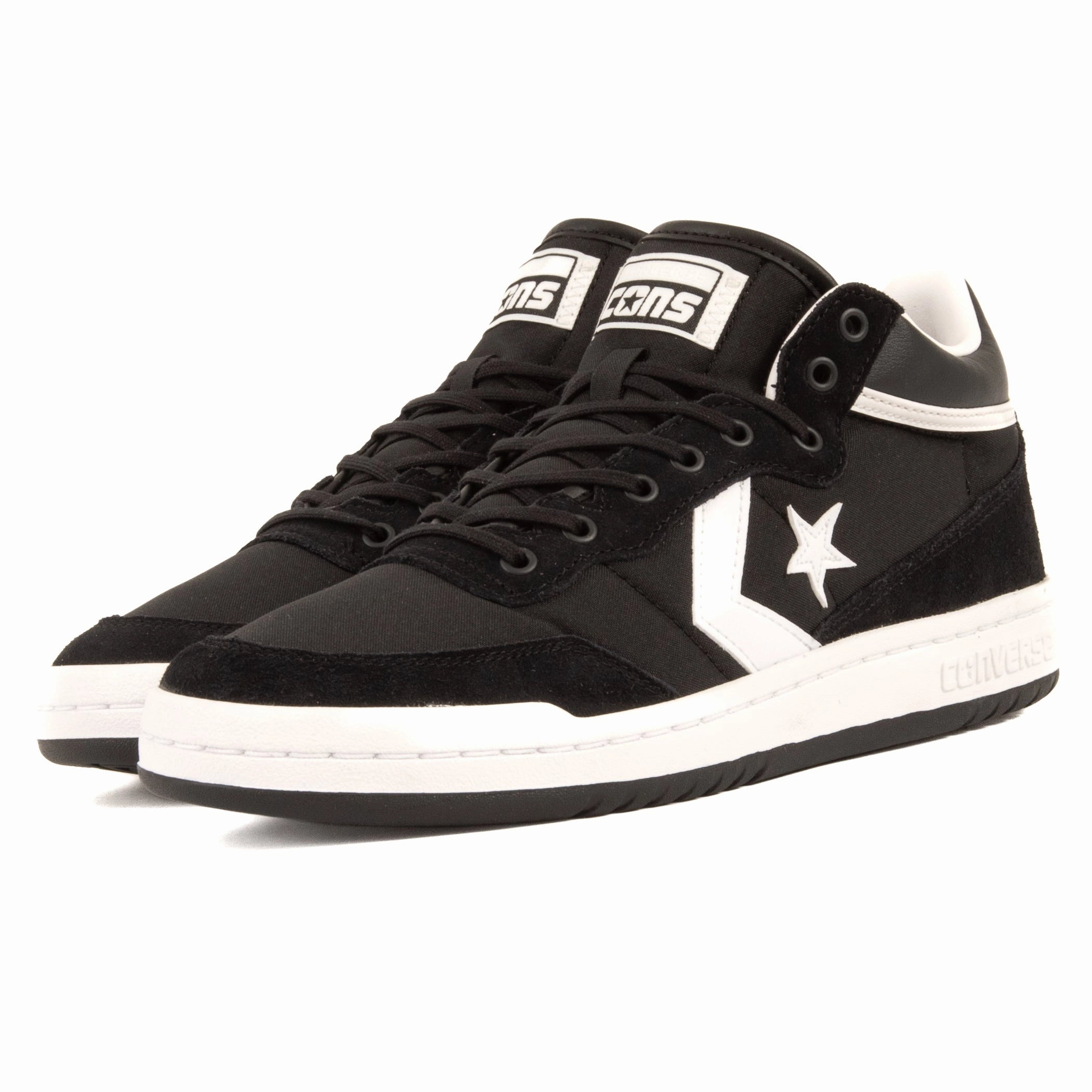 Cons - Fastbreak Pro Mid (Black/White/Black) calf - high running shoes running on track