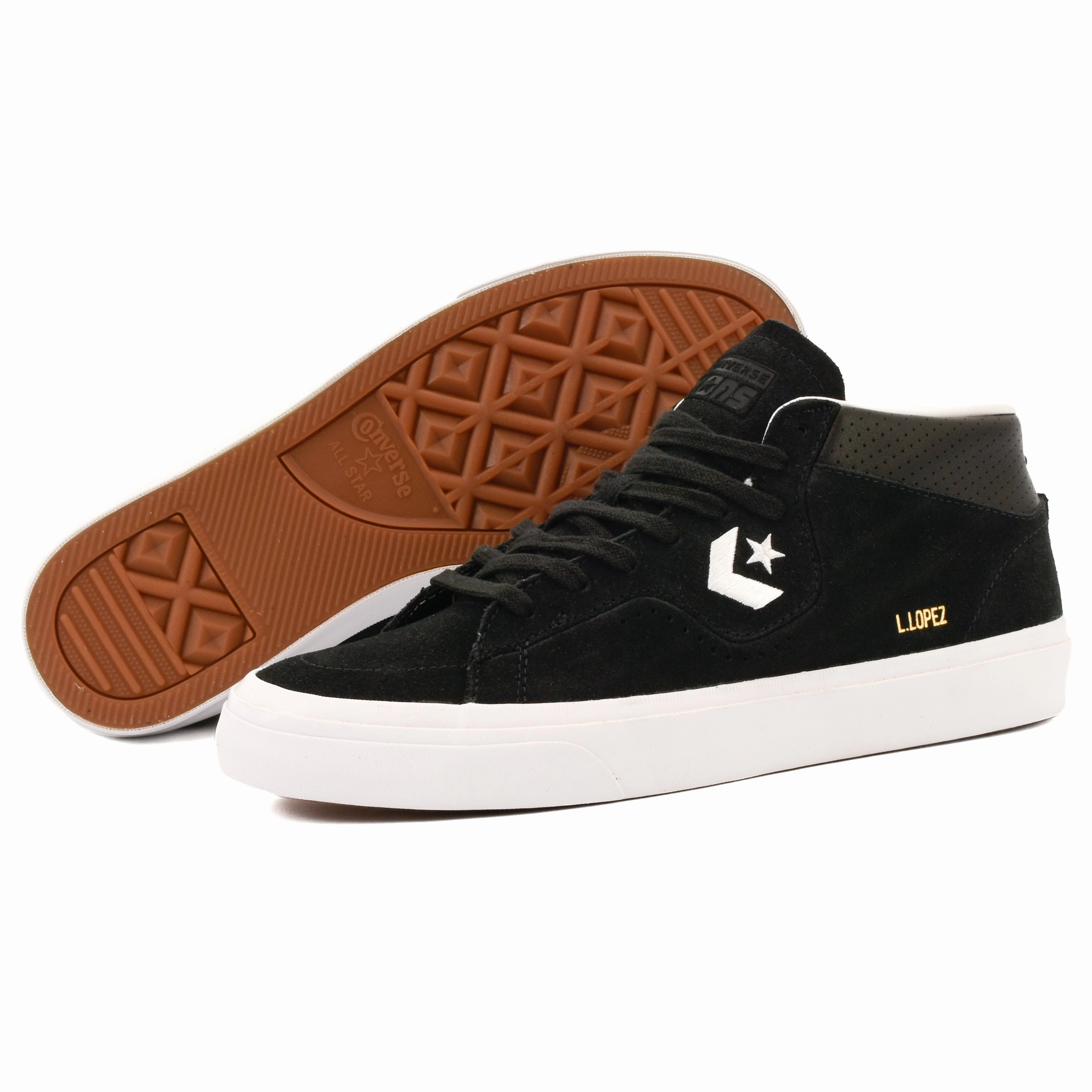 Heat Sealed Seams Cons - Louie Lopez Pro Mid (Black/Black/White) *SALE