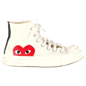 Converse x Comme des Gar?ons Play 70 Chuck Taylor High Cut Sneakers in Cream Canvas Training Gear Impact Resistant Heel Cup