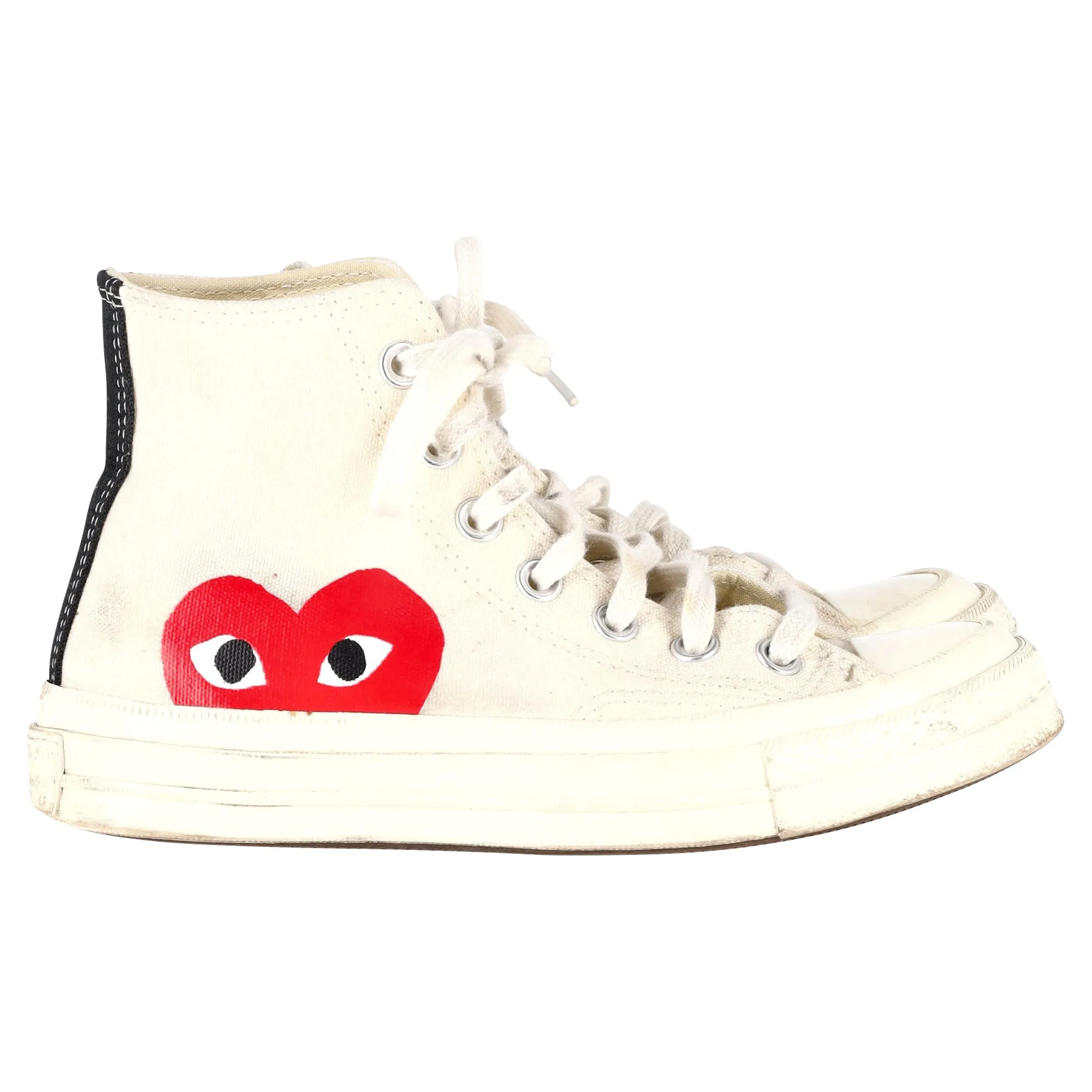 Converse x Comme des Gar?ons Play 70 Chuck Taylor High Cut Sneakers in Cream Canvas Training Gear Impact Resistant Heel Cup