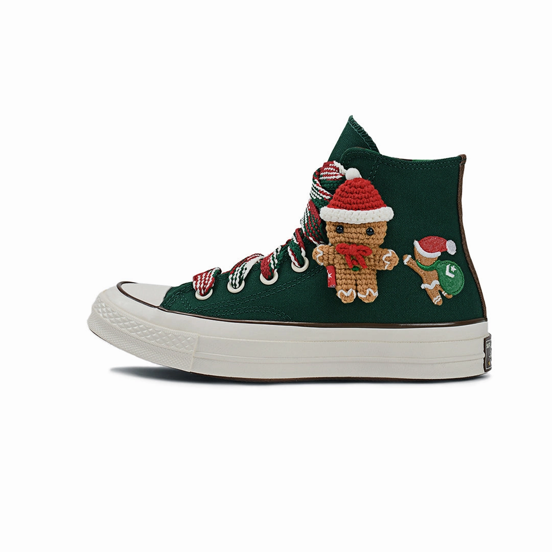 Save Step Street Edge Converse - Unisex Chuck 70 X-Mas Gingerbread & Knit Sock High Top Shoes (A12455C)