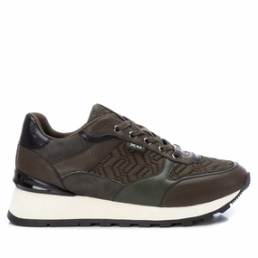 Non Slip Comfort Lifestyle Women's Padded Textile Sneakers In Khaki